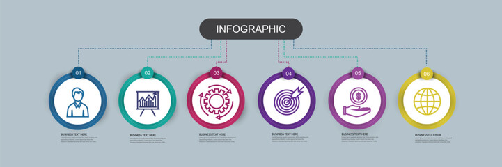 Circle infographic design template with icons 6 options steps