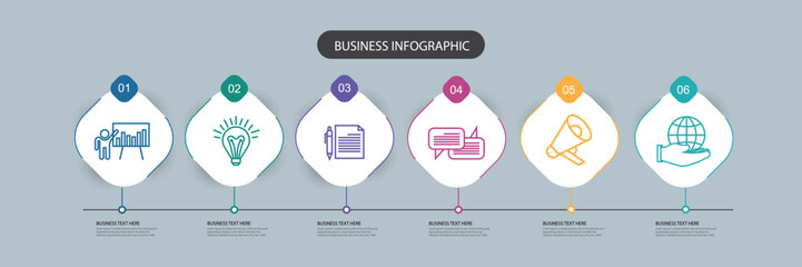 Modern Business infographic design template with 6 options