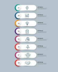Presentation business infographic template with 8 options