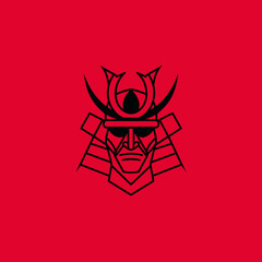 Stylized samurai illustration on red background for design and concepts