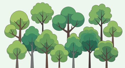 Group of green trees illustration, forest landscape