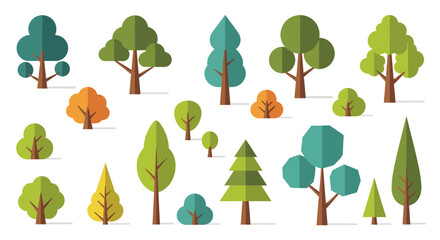 Variety of colorful trees illustration set