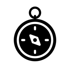 Compass Glyph Icon symbolizing direction and orientation for travel.