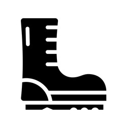 Hiking boot Glyph Icon representing footwear for trekking.