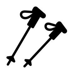 Trekking poles Glyph Icon symbolizing balance and support during hike.