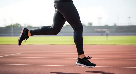 Athlete sprints on running track during outdoor training session, showcasing speed and determination in competitive sports, capturing the essence of athletic performance.