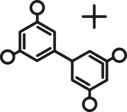 Chemical structure of a biphenyl derivative with hydroxyl groups and a positive charge