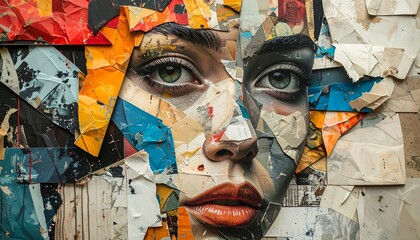 Collage Portrait - A Womans Face in Abstract Art.