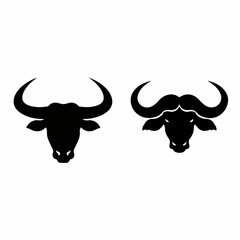 Simple Silhouette Majestic Buffalo Head Wildlife Animal Mammal Icon Collection