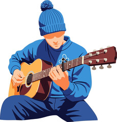 Obraz premium cozy musician shares intimate solo performance, heartfelt acoustic sounds resonate