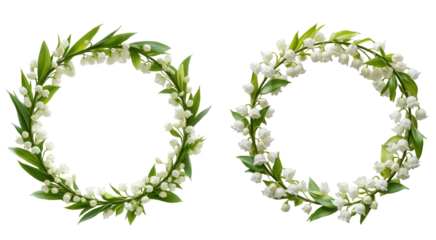 Circle frame, elegant and clean white lily of the valley wreath set