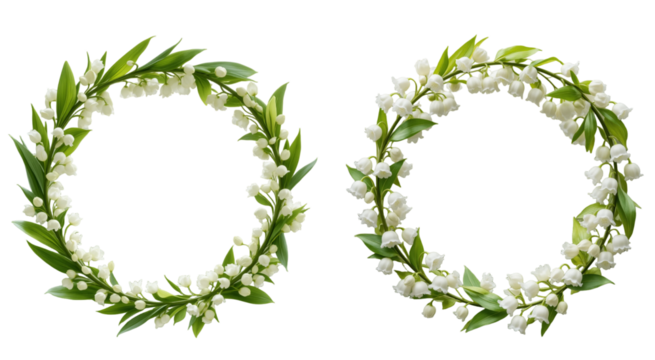 Circle frame, elegant and clean white lily of the valley wreath set