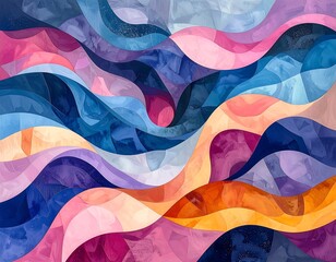 Abstract, colorful image of flowing, wavy shapes