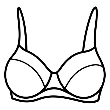 Simple outline drawing of a bra with straps and cups