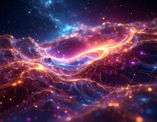 Abstract depiction of a nebula with glowing cosmic filaments