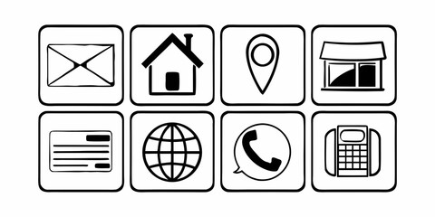 Vector set of business card icons. Contains icons name, phone, mobile, website, address, office, location, mail, email, message.Vector set of business card icons. Contains icons name, phone, mobile, w