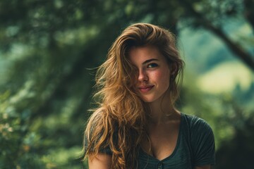 enchanting lady amidst nature s soft focus
