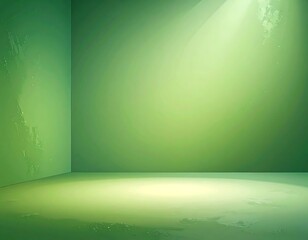 Interior corner illuminated by a bright spotlight, green toned, empty