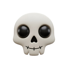 Fototapeta premium Cute Cartoon Skull with Transparent Background for Halloween Design