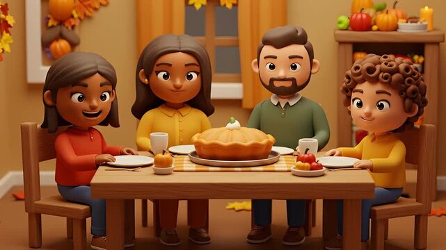 Family gathering around a table enjoying a festive meal in a warm setting