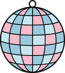Obraz premium Disco Globe illustration, Groovy School Clipart, Retro Groovy Globe design, school supplies 