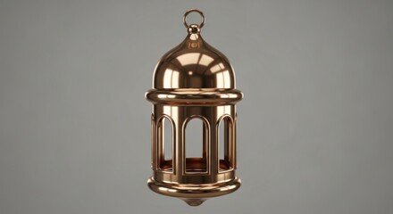 Obraz premium Elegant polished bronze lantern with traditional middle eastern design and domed top