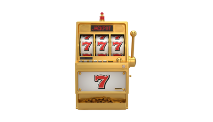 casino slots machine reel with number 7s isolated on white background