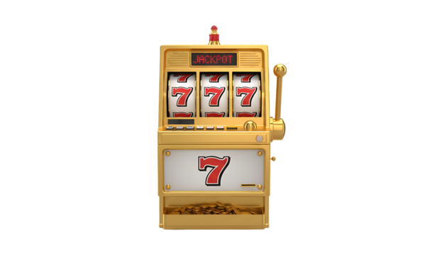 casino slots machine reel with number 7s isolated on white background