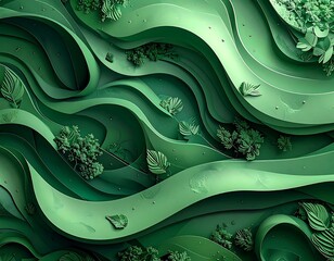 Abstract green flowing shapes, mimicking foliage