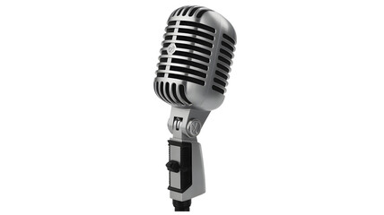 Capture the moment with this classic retro silver microphone, perfect for podcasts, music, or broadcasts, evoking nostalgia and professional sound quality.