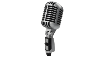 Capture the moment with this classic retro silver microphone, perfect for podcasts, music, or broadcasts, evoking nostalgia and professional sound quality.
