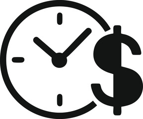 Time is money concept vector clock icon with a business hand and dollar sign symbol to illustrate the deadline