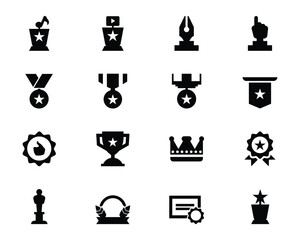 Torphys medals set collection pack bundle black shape icon silhouette vector flat illustration design on white background