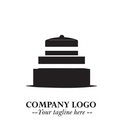 Delicious Cake Icon Symbol in Black on White Background with Sweet Minimalist Modern Design