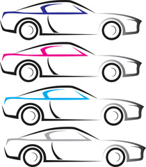Sports Car Line Art Collection Vector Car Silhouette Design