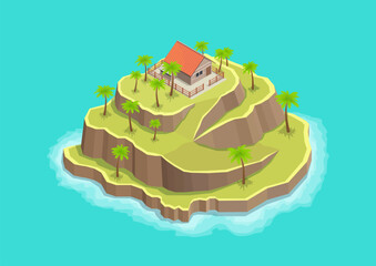 Isometric beautiful island with house