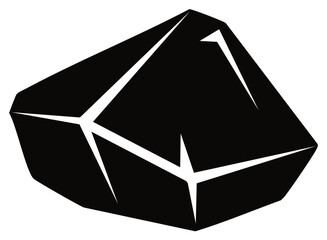 Sharp angular black rock or coal icon with stark white fractures