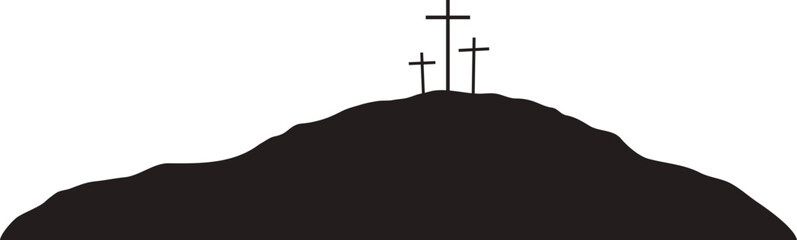 Golgotha cross silhouette vector for easter background
