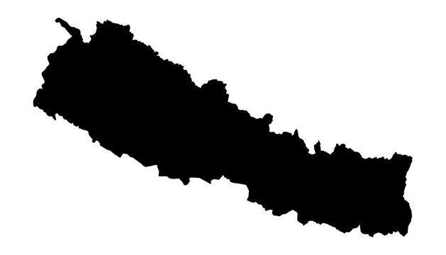Nepal silhouette map. Nepal map vector. Nepal map on white background