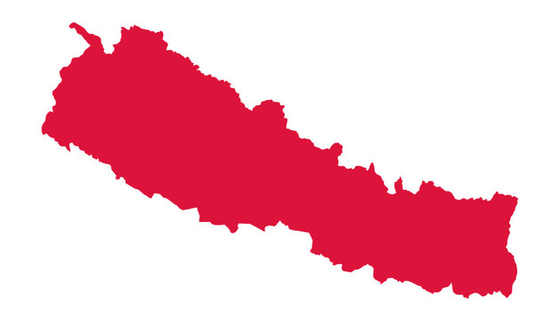 Nepal red map. Nepal map vector. Nepal map on white background
