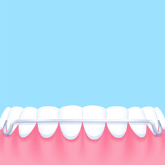 Lower teeth (Hawley retainer) - Text box sign blank banner (square) illustration vector design. Dental care concept.