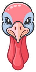 Obraz premium Cartoon Turkey Head Illustration. Thanksgiving holiday themed graphic