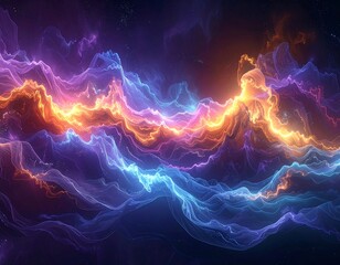 Abstract vibrant layers of cosmic energy with fiery hues