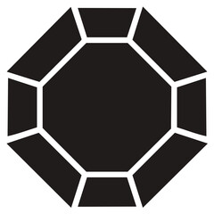 Black Octagonal Gemstone Illustration Design Element for Graphics and Web Usage