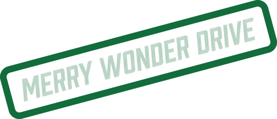 Modern vector stamp design with Merry Wonder Drive text ideal for seasonal charity fundraising campaigns