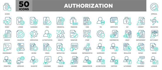Authorization Icon Sheet Line Blue Illustration