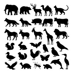 Naklejka premium Animals Big Bundle Silhouette Vector