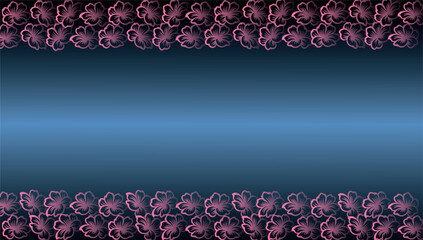 Elegant Floral Border Vector Background with Blue Gradient