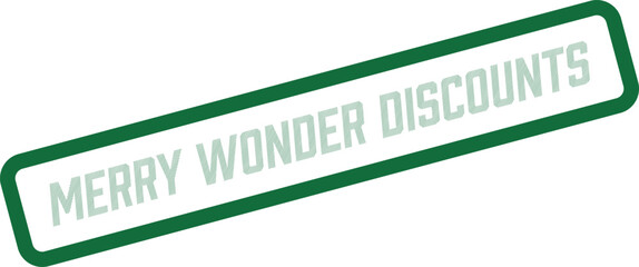 Modern vector stamp design with Merry Wonder Discounts text ideal for seasonal marketing campaigns