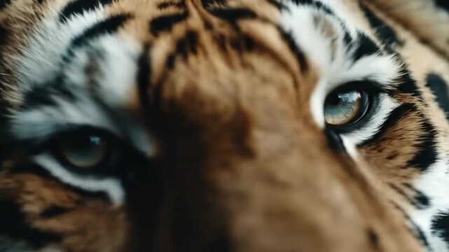Close up of a tigers eye and fur showcasing natural patterns